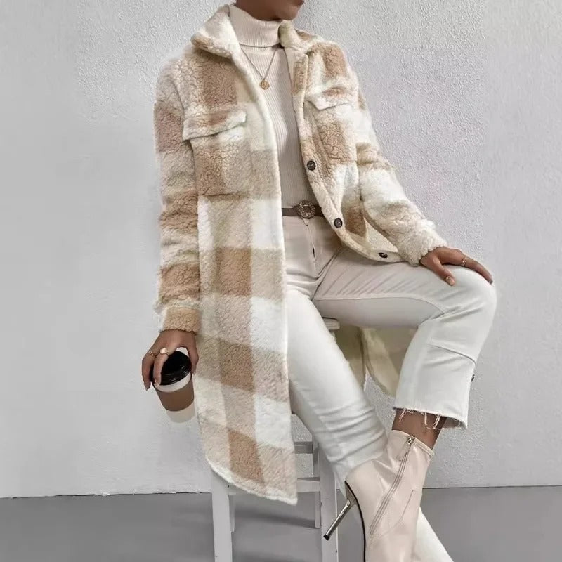 Oversized Button Up Plaid Coat - Image 4