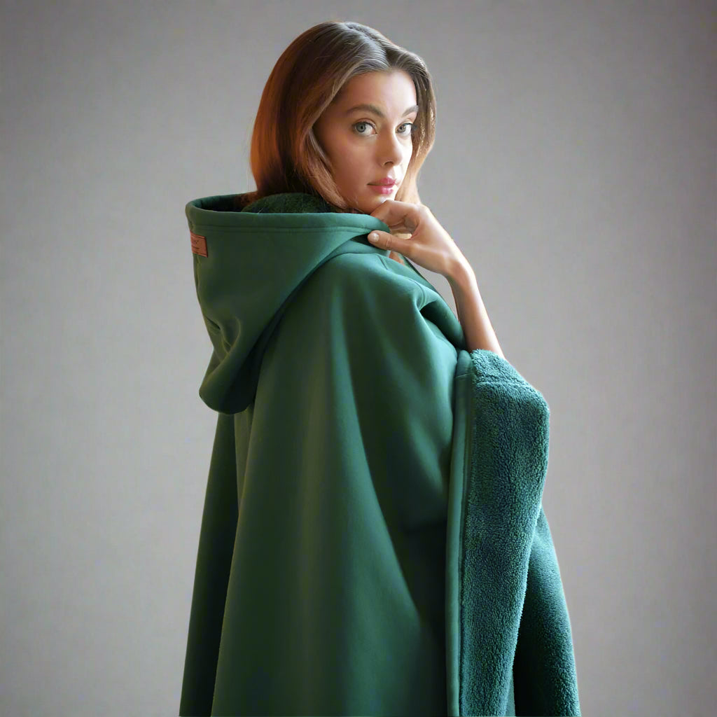 Warm Hooded Poncho With Soft Lining - Image 5