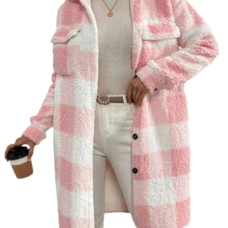 Oversized Button Up Plaid Coat - Image 5