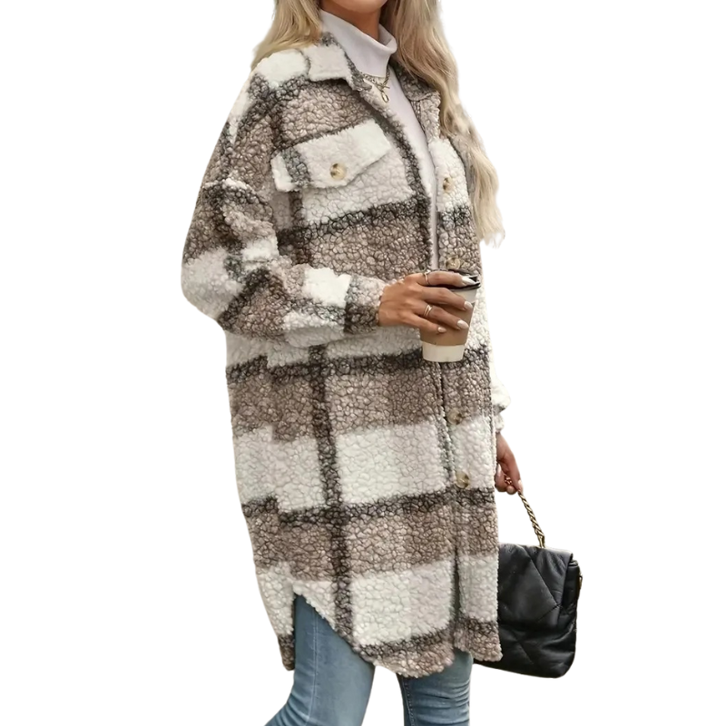 Plaid Button Up Oversized Jacket - Image 2