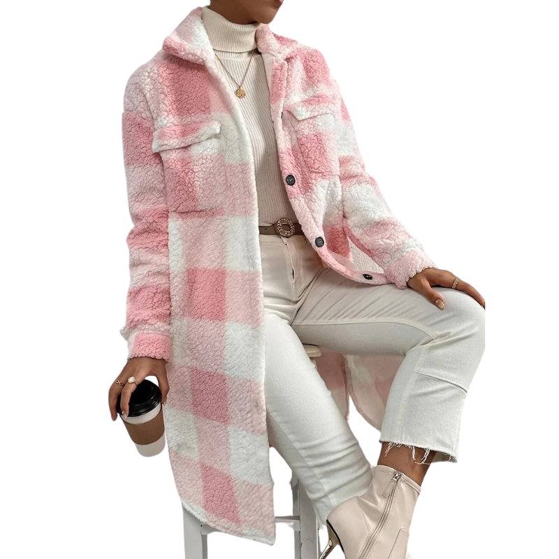 Oversized Button Up Plaid Coat - Image 6