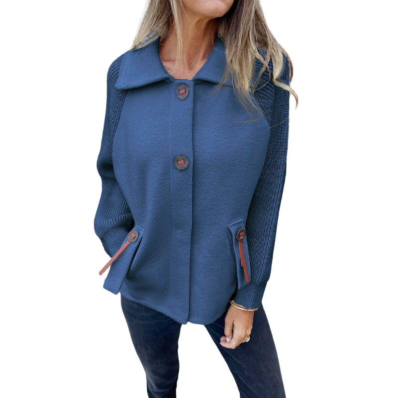 Buttoned Front Casual Knit Jacket - Image 2