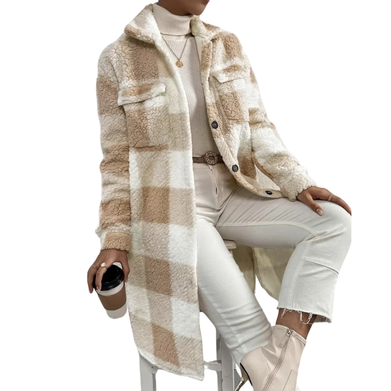 Oversized Button Up Plaid Coat - Image 8