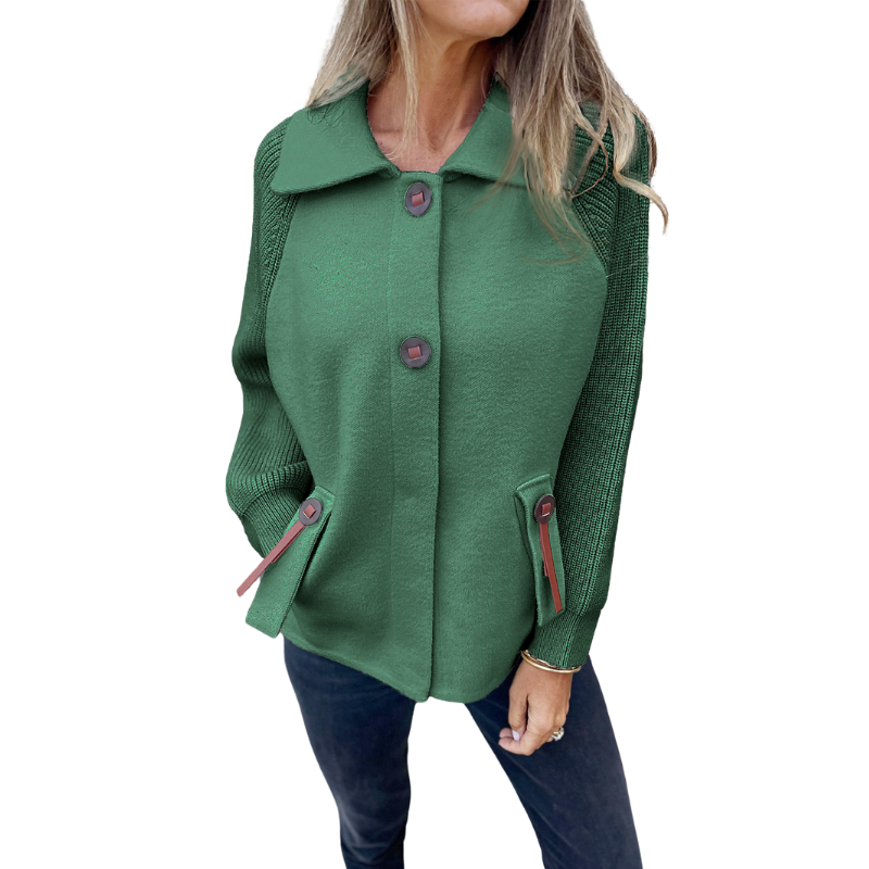 Buttoned Front Casual Knit Jacket - Image 3