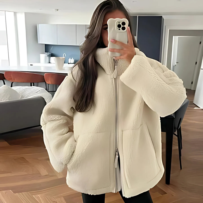 Soft Sherpa Zippered Jacket With Pockets - Image 3
