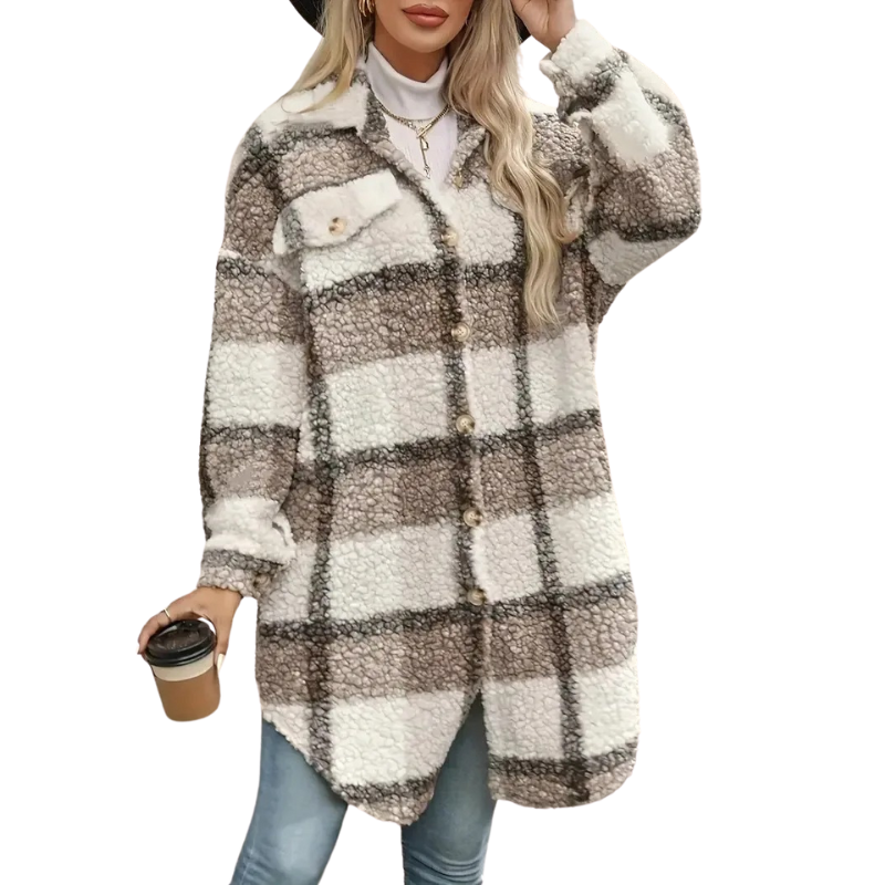 Plaid Button Up Oversized Jacket - Image 4