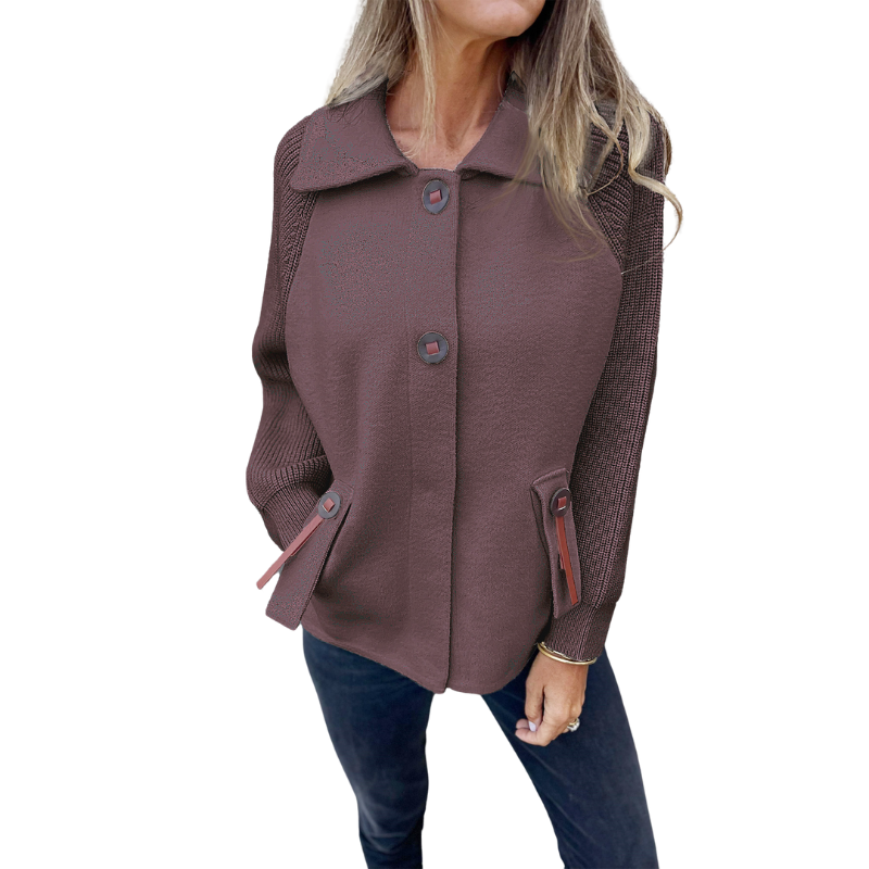 Buttoned Front Casual Knit Jacket - Image 6