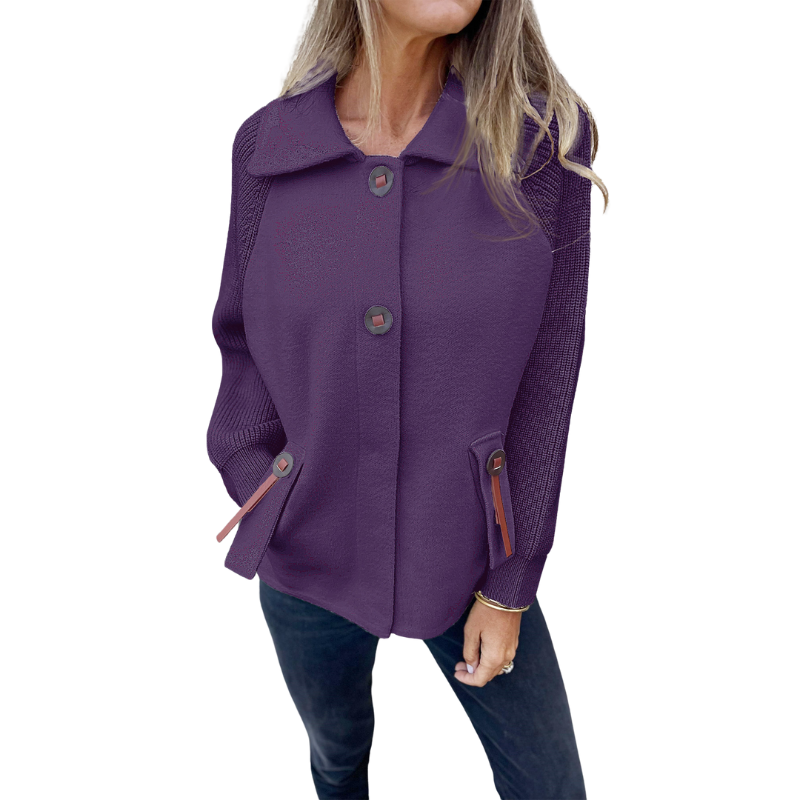Buttoned Front Casual Knit Jacket - Image 9