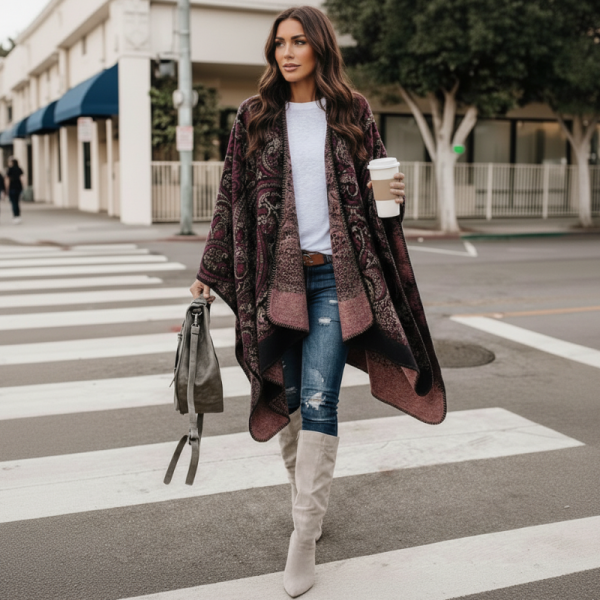 Classic Fit Lightweight Knit Sleeve Poncho