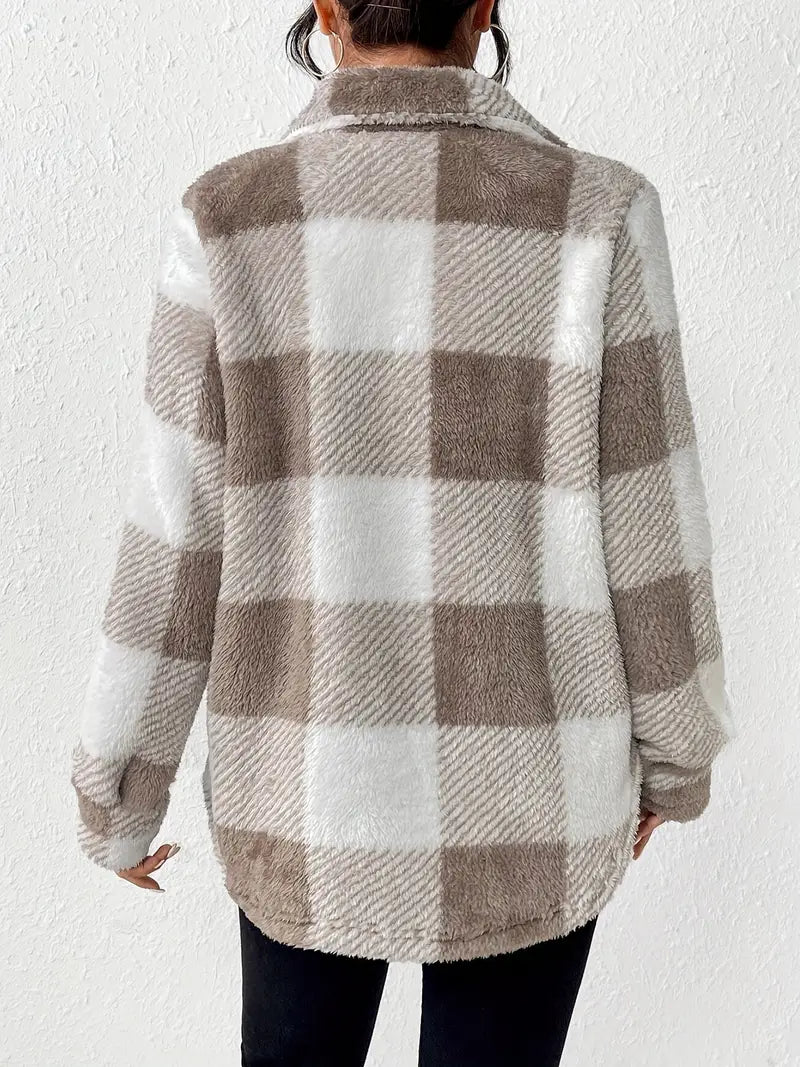 Classic Comfy Long Sleeve Plaid Pattern Jacket - Image 11