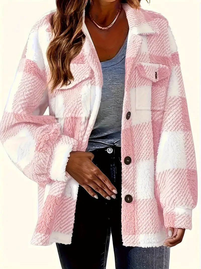 Classic Comfy Long Sleeve Plaid Pattern Jacket - Image 6