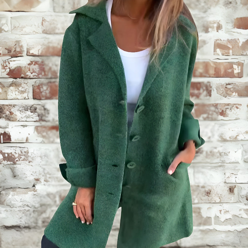 Stylish Lapel Wool Long Coat - Image 6