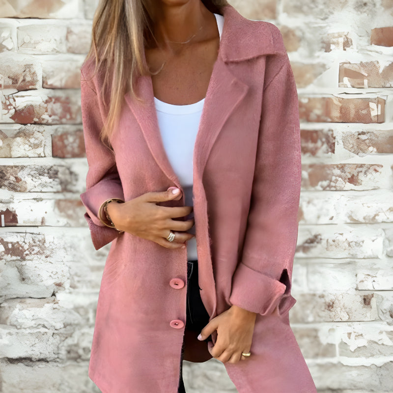 Stylish Lapel Wool Long Coat - Image 9