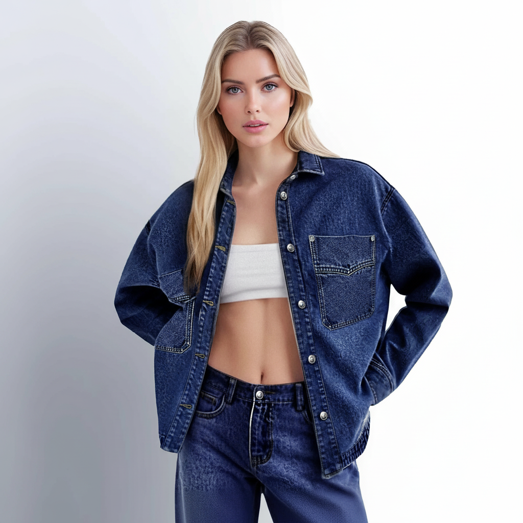 Casual Denim Jacket With Button Front Style - Image 3