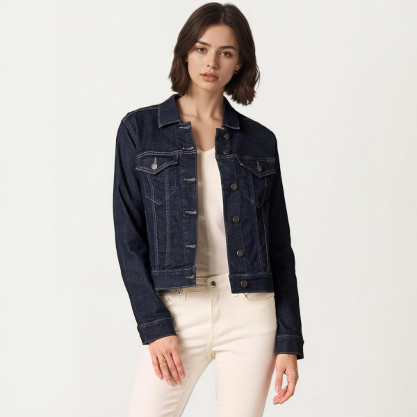 Classic Front Button Denim Jacket With Pockets